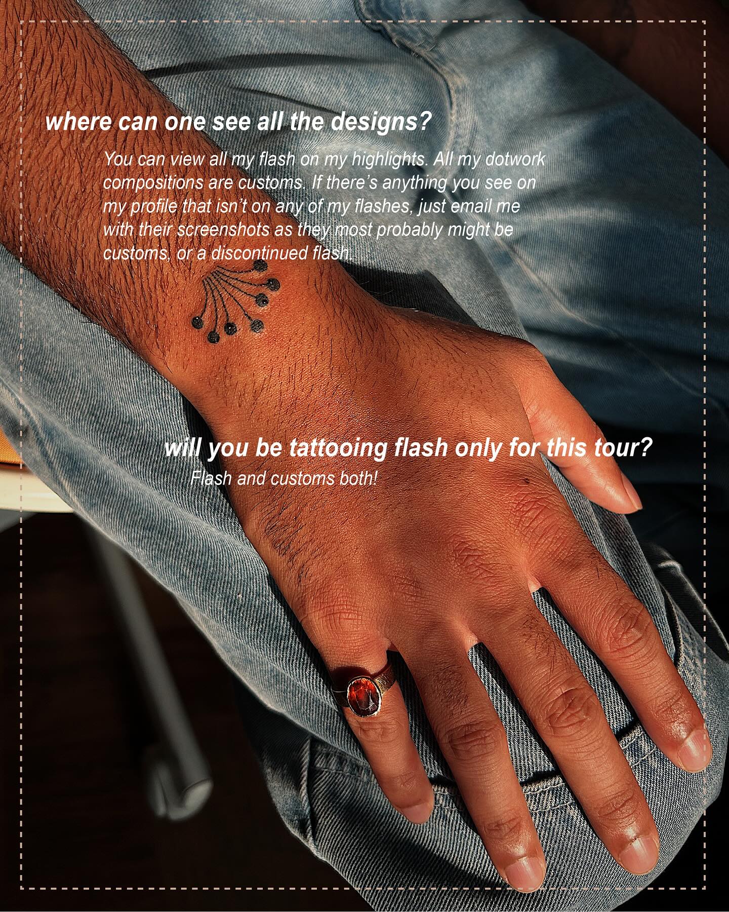 Fine-line Dori tattoo by Utsavi Jhaveri — embroidery motif in single-line ink