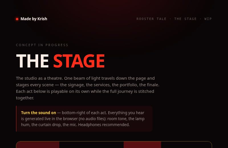 THE STAGE — red display type on black